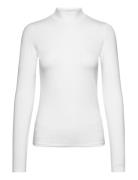 Cotton Modal Mock Neck Ls Top Tops T-shirts & Tops Long-sleeved White Calvin Klein