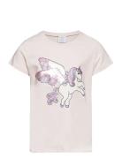 Top S S Unicorn Print And Sequ Tops T-Kortærmet Skjorte Pink Lindex