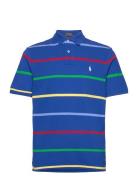 Classic Fit Striped Mesh Polo Shirt Tops Polos Short-sleeved Blue Polo Ralph Lauren