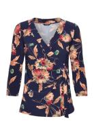 Floral Stretch Jersey Top Tops T-shirts & Tops Long-sleeved Navy Lauren Ralph Lauren