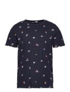 All Over Printed Rib T-Shirt Tops T-Kortærmet Skjorte Navy Tom Tailor