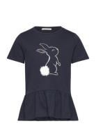 Volant Artwork T-Shirt Tops T-Kortærmet Skjorte Navy Tom Tailor