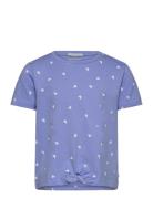 Cropped All Over Print T-Shirt Tops T-Kortærmet Skjorte Blue Tom Tailor
