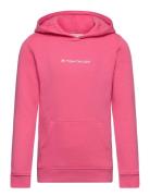 Printed Logo Hoody Tops Sweatshirts & Hoodies Hoodies Pink Tom Tailor