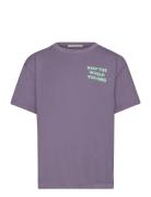 Over Printed T-Shirt Tops T-Kortærmet Skjorte Purple Tom Tailor