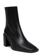 Francesca Black Leather Ankle Boots Shoes Boots Ankle Boots Ankle Boots With Heel Black ALOHAS