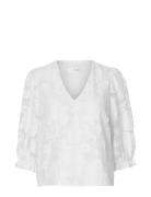 Slfcathi-Sadie 3/4 Top Ff Tops Blouses Short-sleeved White Selected Femme