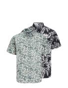 Jorlafayette Aop Shirt Ss 2Pk Mp Tops Shirts Short-sleeved Black Jack & J S