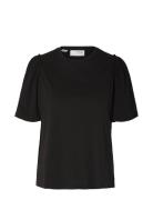 Slfpenelope 2/4 Ruffle Tee Tops T-shirts & Tops Short-sleeved Black Selected Femme