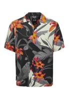 Onsdan Life Reg Ss Aop Visc Shirt 8671 Tops Shirts Short-sleeved Black ONLY & SONS