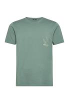 Indigo Flower Slim Tee Tops T-Kortærmet Skjorte Green Denham