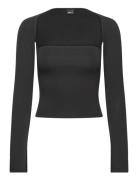 Soft Touch Square Neck Top Tops T-shirts & Tops Long-sleeved Black Gina Tricot