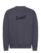 Noel Aa Script Embroidery Sweatshir Tops Sweatshirts & Hoodies Sweatshirts Navy Double A By Wood Wood