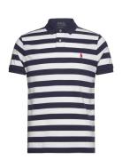 Custom Slim Fit Striped Mesh Polo Shirt Tops Polos Short-sleeved Navy Polo Ralph Lauren