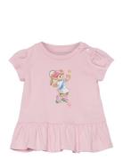 Polo Bear Cotton Jersey Peplum Tee Tops T-Kortærmet Skjorte Pink Ralph Lauren Baby