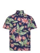 Classic Fit Floral Seersucker Shirt Tops Shirts Short-sleeved Blue Polo Ralph Lauren