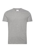 Basic Cotton V-Neck T-Shirt Tops T-Kortærmet Skjorte Grey Mango