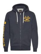 Athletic Coll Graphic Ziphood Tops Sweatshirts & Hoodies Hoodies Navy Superdry