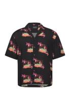 Robbie Flower Shirt Tops Shirts Short-sleeved Black Pas De Mer