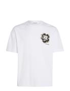 Embroidered Night Flower T-Shirt Tops T-Kortærmet Skjorte White Calvin Klein