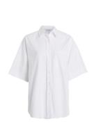 Over Ss Cotton Shirt Tops Shirts Long-sleeved White Calvin Klein