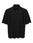Onsboyy Life Rlx Recy Pleated Ss Shirt Tops Shirts Short-sleeved Black ONLY & SONS