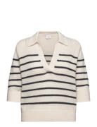 D6Jackey Knitted Polo Shirt Tops Knitwear Jumpers Cream Dante6