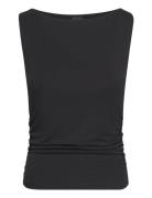 Soft Touch Boatneck Top Tops T-shirts & Tops Sleeveless Black Gina Tricot