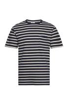 Akkikki S/S Stripe Tee - Gots Tops T-Kortærmet Skjorte Navy Anerkjendt