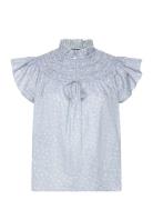 Floral Cotton Voile Blouse Tops Blouses Short-sleeved Blue Polo Ralph Lauren