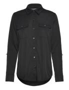 Roll-Tab Sleeve Shirt Tops Shirts Long-sleeved Black Lauren Ralph Lauren