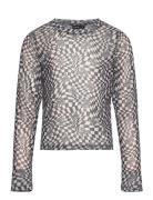 Nlftaina Ls Crop Mesh Top Tops T-shirts Long-sleeved T-Skjorte Black LMTD