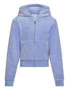 Tonal Zip Through Hoodie Tops Sweatshirts & Hoodies Hoodies Blue Juicy Couture