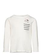 Printed Long Sleeve T-Shirt Tops T-shirts Long-sleeved T-Skjorte White Mango