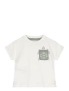 Chest-Pocket Printed T-Shirt Tops T-Kortærmet Skjorte White Mango