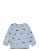 Cotton-Blend Printed Sweatshirt Tops Sweatshirts & Hoodies Sweatshirts Blue Mango