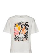 Rel Palm Print Ss T-Shirt Tops T-shirts & Tops Short-sleeved White GANT