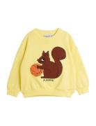 Squirrel Chenille Emb Sweatshirt Tops Sweatshirts & Hoodies Sweatshirts Yellow Mini Rodini