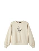 Nlfpaopal Ls Bru Short Sweat Tops Sweatshirts & Hoodies Sweatshirts Cream LMTD