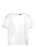 Crepe Light Puff Sleeve Top Tops T-shirts & Tops Short-sleeved White French Connection