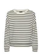 Pcchilli Ls Sweat Stripes Noos Bc Tops Sweatshirts & Hoodies Sweatshirts Cream Pieces