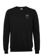 Elm Small Print Owl Sweat - Gots/Ve Tops Sweatshirts & Hoodies Sweatshirts Black Knowledge Cotton Apparel
