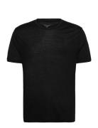 Wool/Tencel Short Sleve Top Tops T-Kortærmet Skjorte Black Panos Emporio