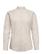 Mandarin Linen Blend Shirt L/S Tops Shirts Casual Cream Lindbergh