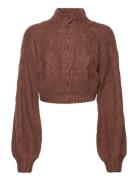 Short Cardigan Tops Knitwear Cardigans Brown Barbara Kristoffersen By Rosemunde