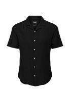 Onscaiden Ss Solid Resort Linen Noos Tops Shirts Short-sleeved Black ONLY & SONS