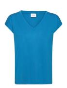 Vimodala V-Neck S/S Top - Noos Tops T-shirts & Tops Short-sleeved Blue Vila