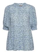 Fqadney-Blouse Tops Blouses Short-sleeved Blue FREE/QUENT