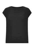 Albony Drop Shoulder Round Neck Tee Tops T-shirts & Tops Short-sleeved Black Tamaris Apparel