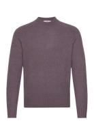Knitted Sweater With Ribbed Details Tops Knitwear Round Necks Purple Mango